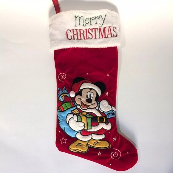 Disney Mickey Mouse Red Christmas Stocking 18" Holiday - Picture 1 of 3